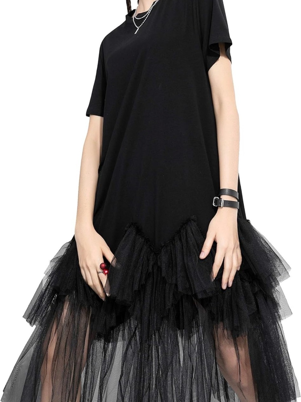 Black Tulle Casual Dress Size L fits like a 1x